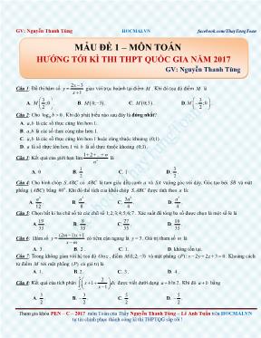 Đề thi thử THPT quốc gia Toán 2017 - Nguyễn Thanh Tùng